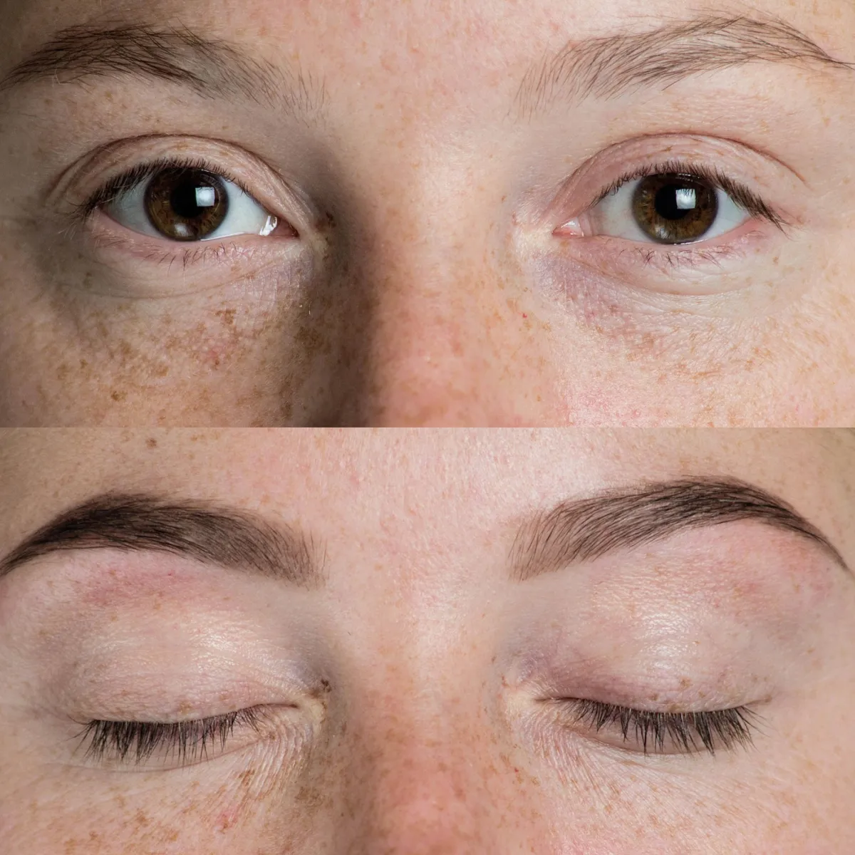 Vorher und Nachher Micropigmentation, präzise Brauenform
